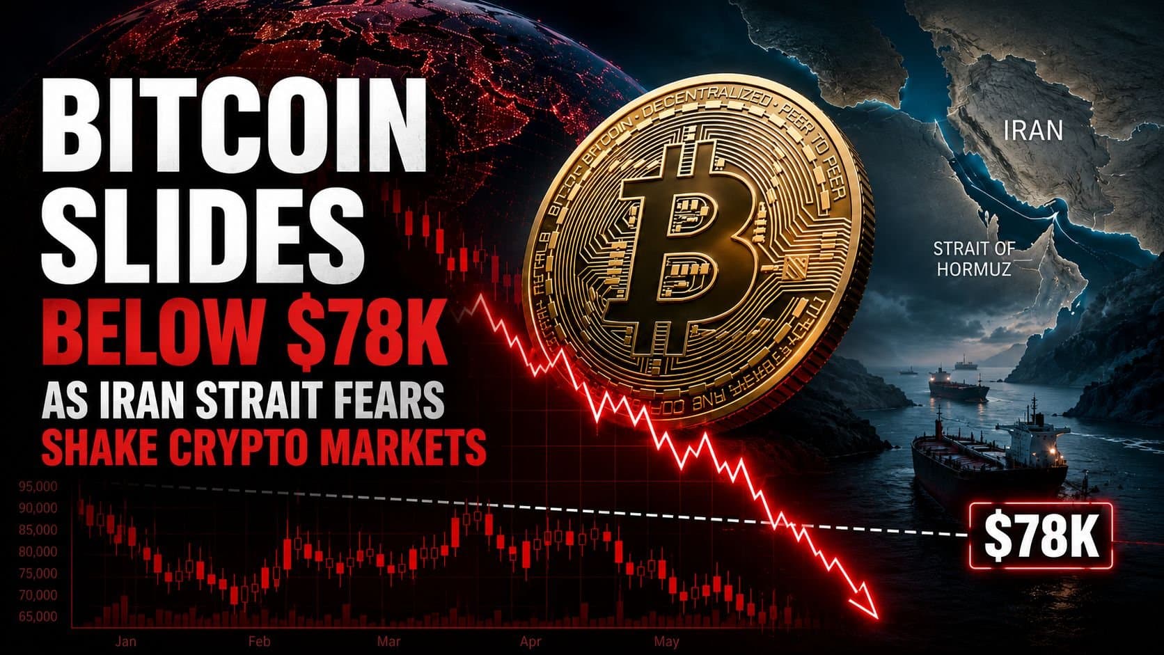 Bitcoin Slides Below $78K as Iran Strait Fears Shake Crypto Markets